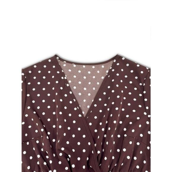 Plus Size Polka Dot Ruffle Hem Mini Dress - Picture 9 of 10